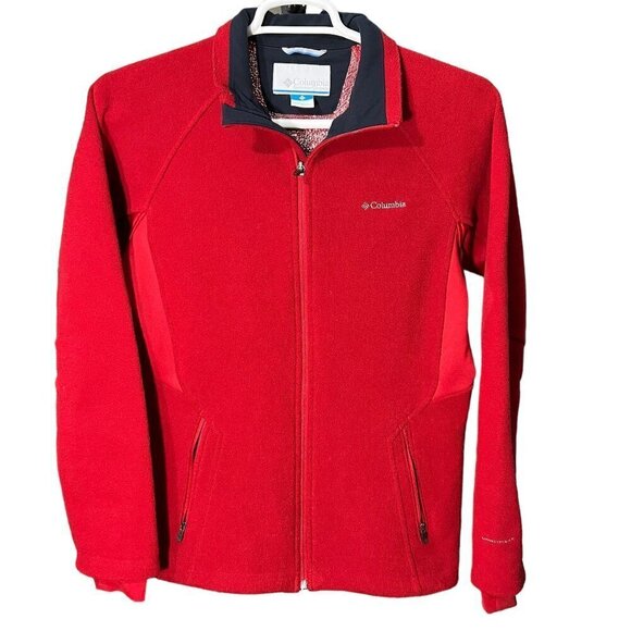Columbia Full Zip Omni-Heat Winter Sweater Red Sparkle Insulated Men's Size S - Picture 1 of 7